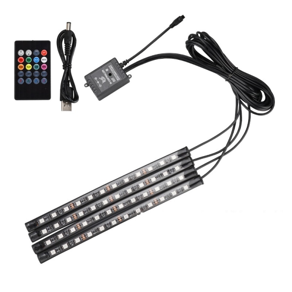 4x 48LED RGB bilinnredning Atmosfære Fotbrønn Strip Light 4x 48LED