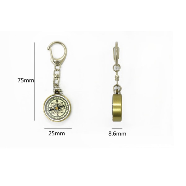 2-pakke kompass nøkkelring, sinklegering lommekompass