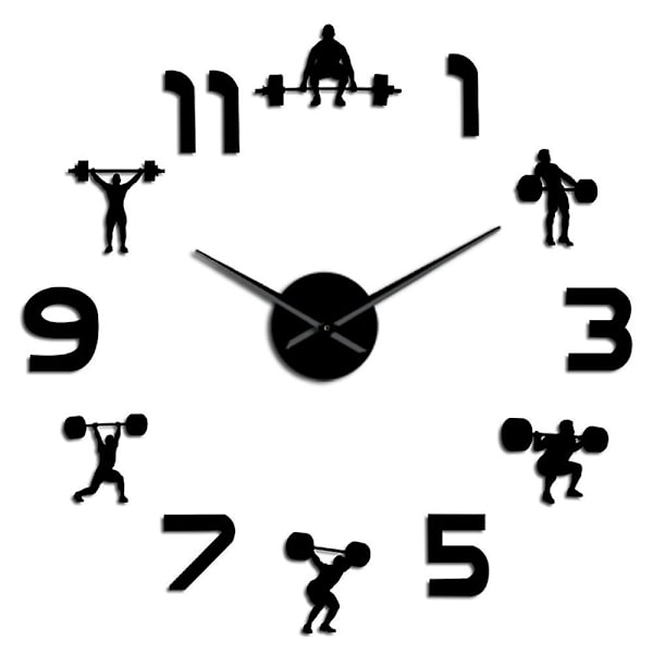 Rammeløs vægur Vægtløftning Fitness Rum Vægdekoration C