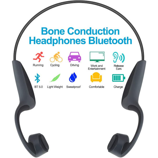 Langaton luujohtokuuloke Bluetooth-kuuloke musta