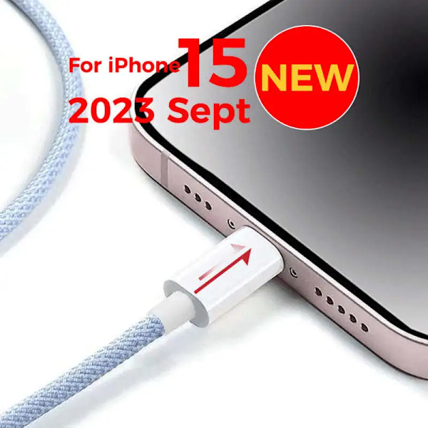 Ny 2024 synkkabel 60w Pd flätad typ c till typ c kabel för apple 15 14 1m snabbladdning dataöverföringslinje 8m 4