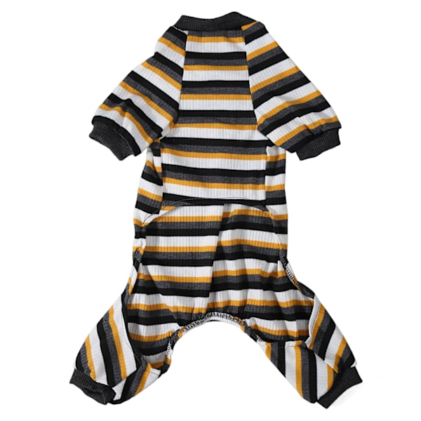 Hundpyjamas 4 ben Mjuk Stretchig Varm Förhindra Slick Randig Valp Jumpsuit Sovkläder för kallt väder M