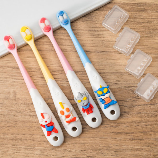 Tannbørstesett - 4 stk myk manuell tannbørste til Kinder