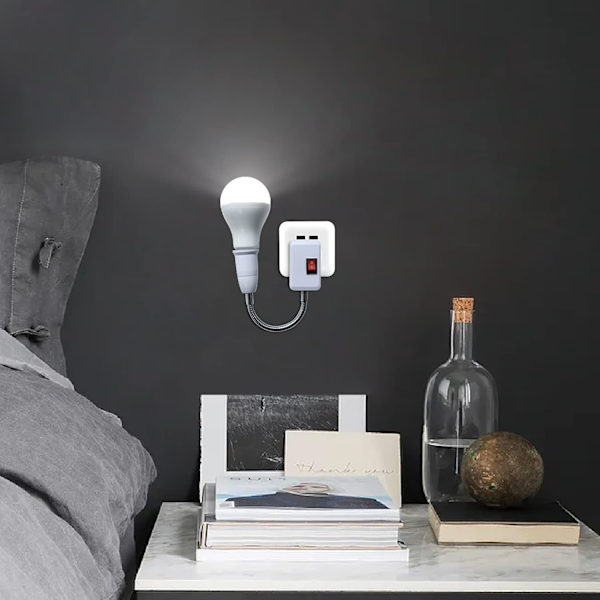 2 st E27 LED-lamphållare med strömbrytare, 33 cm