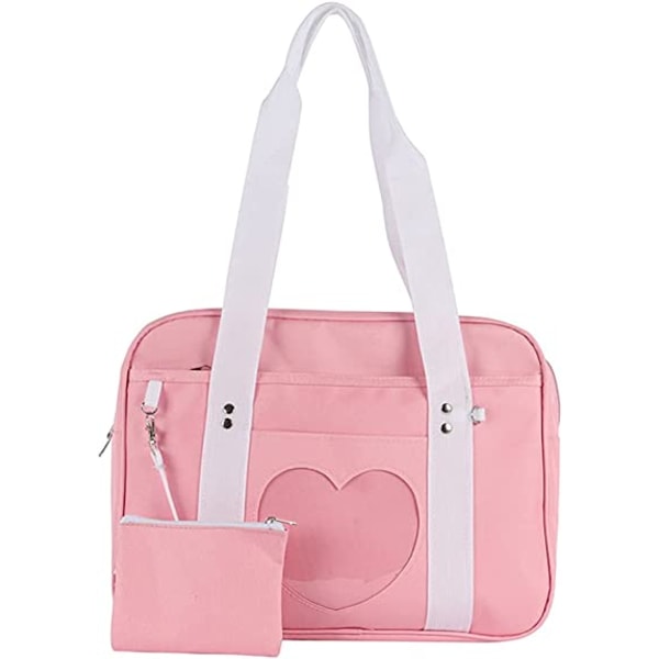 Väska Skolväska Stor Axelväska Handväska Flickor Duffel Handväska-Rosa