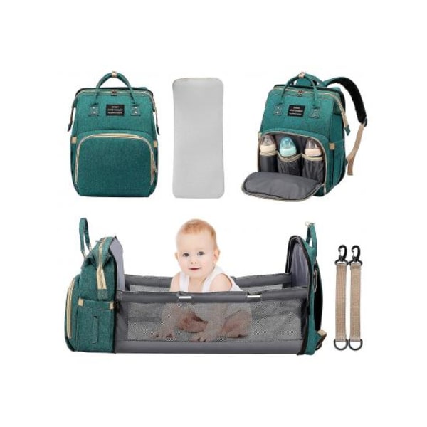 Skötväska Ryggsäck Med Omklädningsstation Baby Grön