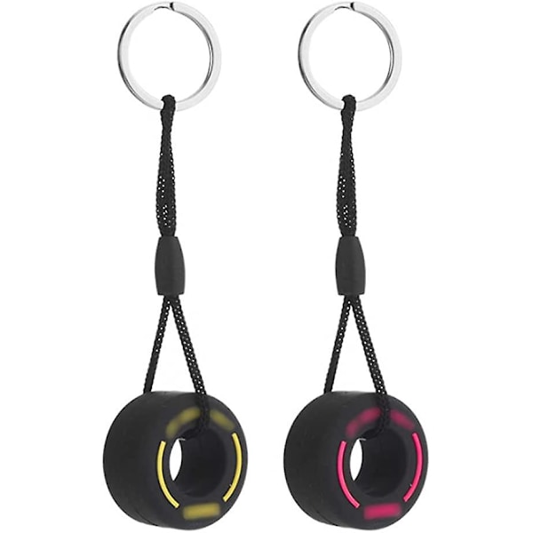 Mini 2-pack gummi däck nyckelring kreativ hjul nyckelring anpassad hänge mjuk gummi nyckelring bil dekorations tillbehör