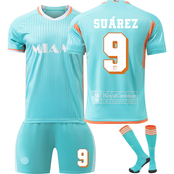 2024-2025 Miami 2:a Bortaställ Grön Fotbollströja Nr 10 Messi Major League Barn Vuxen Träningsdräkt Set{HONGDE} No. 10 socks + protective gear #L