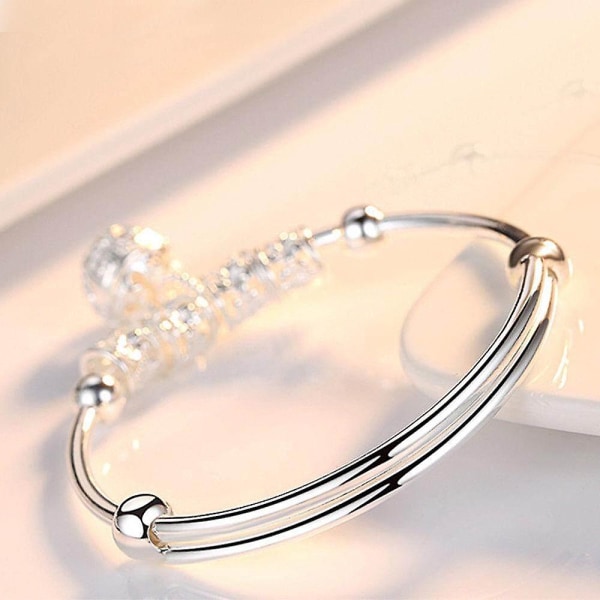 925 Sterling Silver Pläterad Bangle Armband Kvinnor