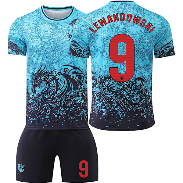 2025-2026 Barcelona specialutgåva Nr. 9 Lewandowski 8 Pedri 6 Gavi 10 Messi 19 Yamal tröjset blå{HONGDE} Home No. 9 Size L