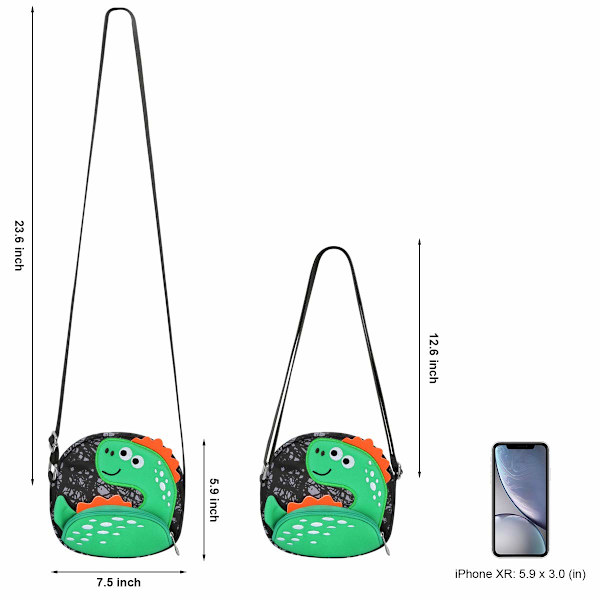 Punge Toddler Mini Søde Princess Håndtasker (Dinosaur Sort)