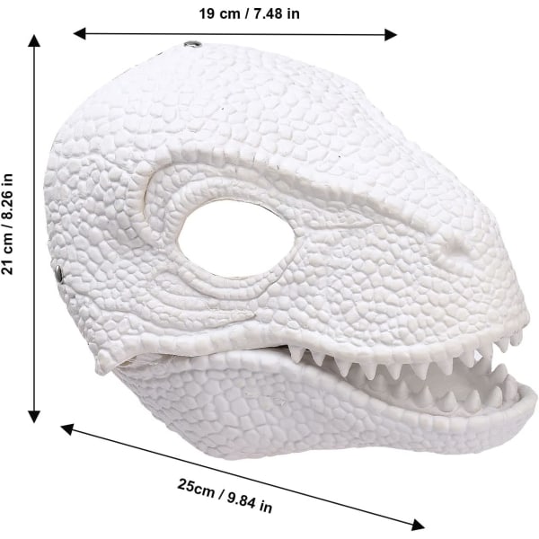 BestAlice Dino Mask Moving Jaw, Dinosaur Mask Huvudbonader, Jurassic Movable Dinosaur Head Lelut Velociraptor Mask Halloween White 23 x 15 x 13 cm/9 x 5 x 6 inch
