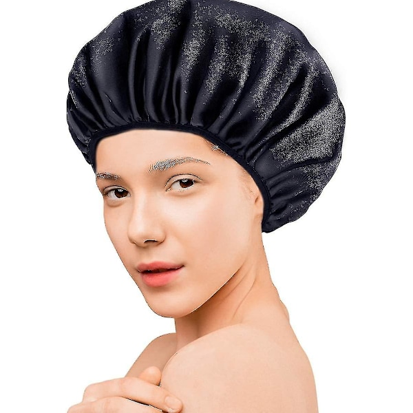 Brusehætte, Oversized Triple Dryer Dame Brusehætte Mikrofiber Terry Cloth Silke Satin, Vandtæt Genanvendelig Brusehætte Til Langt Hår