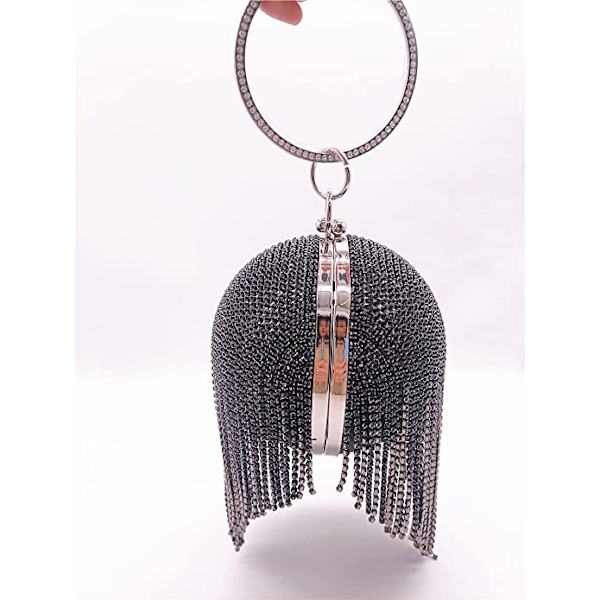 Naisten pyöreä pallomainen clutch-laukku, hopea