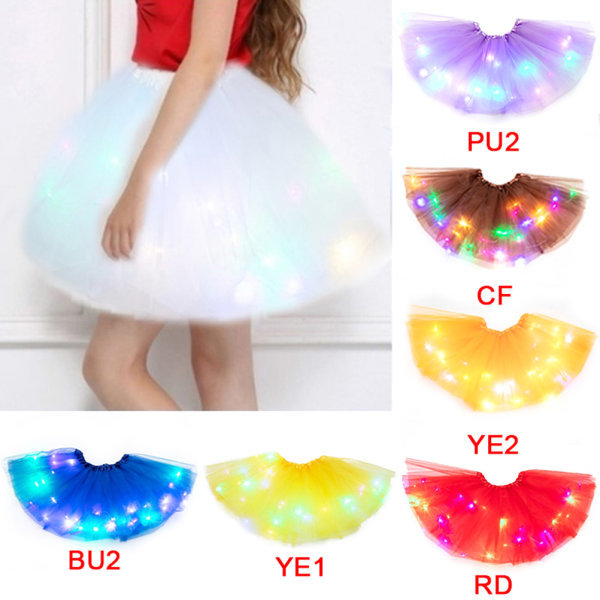 Børns Piger LED Light Up Ballet Dans Tulle Tutu Kjole Blå