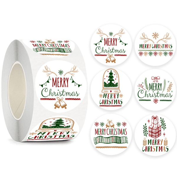 Merry Christmas Stickers Theme Seal Labels Path Multicolor 500st 3.8cm