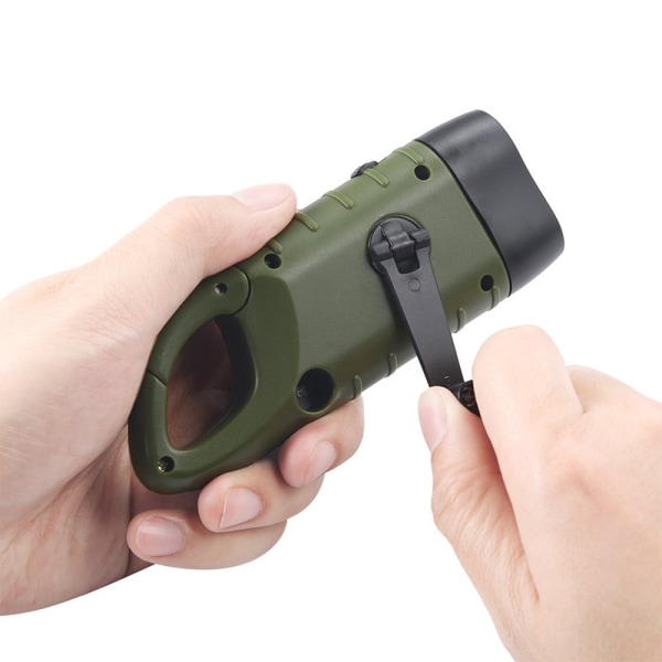 Solar flashlight, hand generator, strong light flashlight-Green