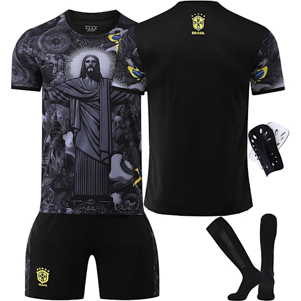 2025-2026 Brasilien Retro Special Edition Fotbollströja Nr 7 Vinicius Nr 10 Neymar Tröja Barnset{HONGDE} Size 7 socks Size S