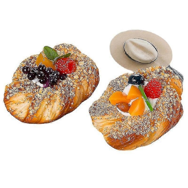 Konstgjord Mat Bröd Tårta, Dessertsimuleringsmodell, Fotorekvisita Dekoration (2st)