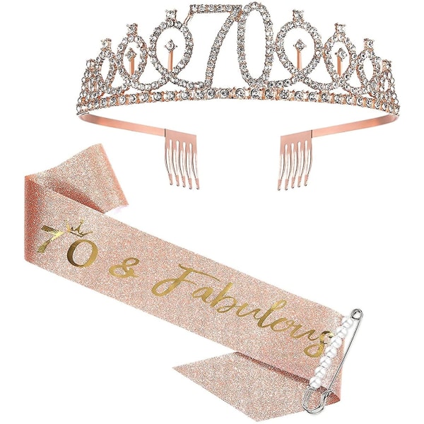 70-årsdag Sash og Tiara Kvinner Rose Gold Sash Crown 70