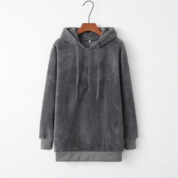 Klassisk långärmad jacka for kvinder Casual sweatshirt Värme dark gray XL