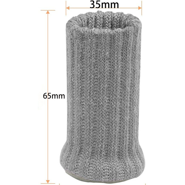 Halkfria stickade möbelstrumpor för 24 par grå stolsben