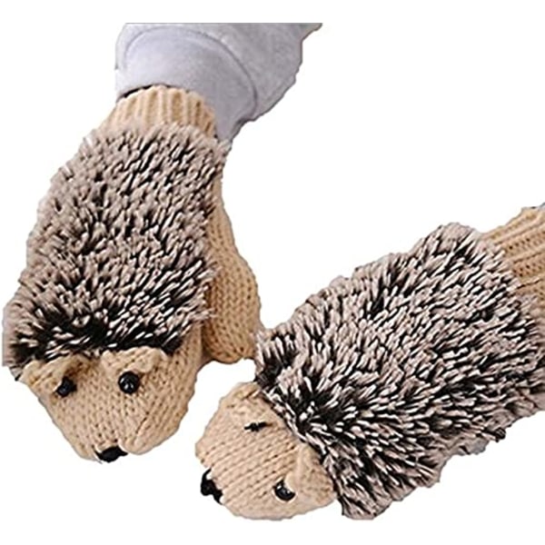 Naisten sarjakuva Hedgehog Cotton Glove Tyttöjen paksu lapanen-beige
