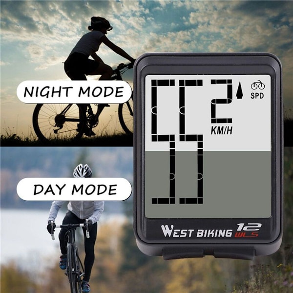 Trådløs cykelcomputer, stor digital cykelcomputer, cykelcomputer, speedometer