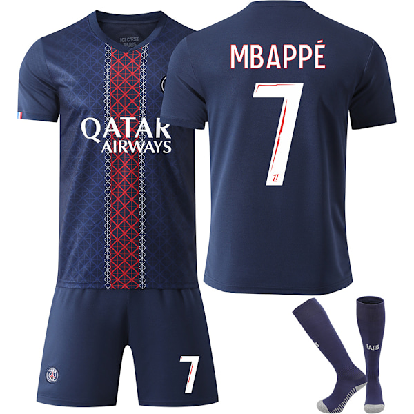 2025-2026 Paris Fotballdrakt Nr. 7 Mbappe 19 Li Gangren 10 Dembele 9 Ramos Draksett Utgave{HONGDE} No. 19 socks + protective gear Size L