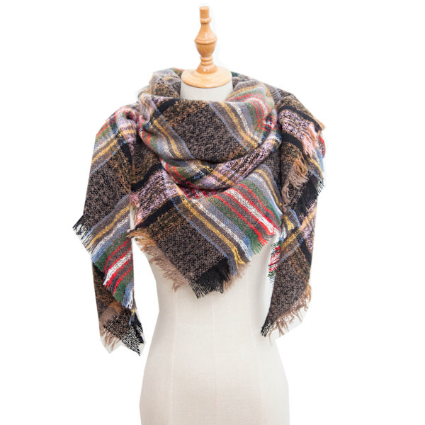 Women's Winter Scarf Triangle Knitted Scarf Casual Women's Plaid  Shawl and Wrap Women's