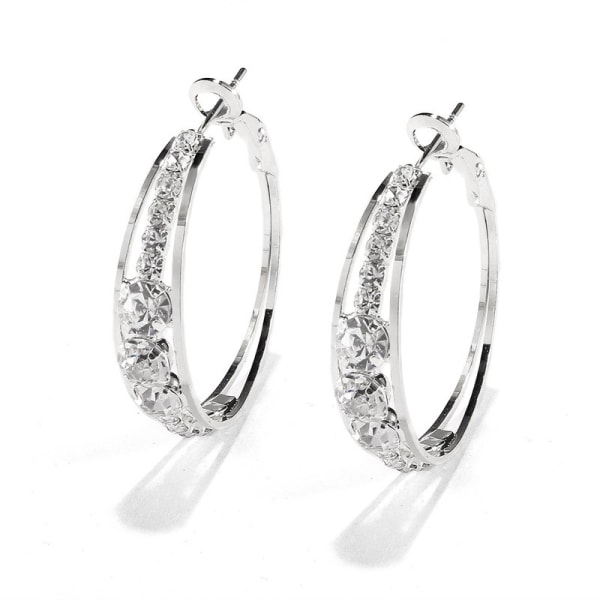 Dambågeörhängen tekojalokivi Rund stil gnistrande bröllopsbågeörhängen Allergivänliga (hopea) silver