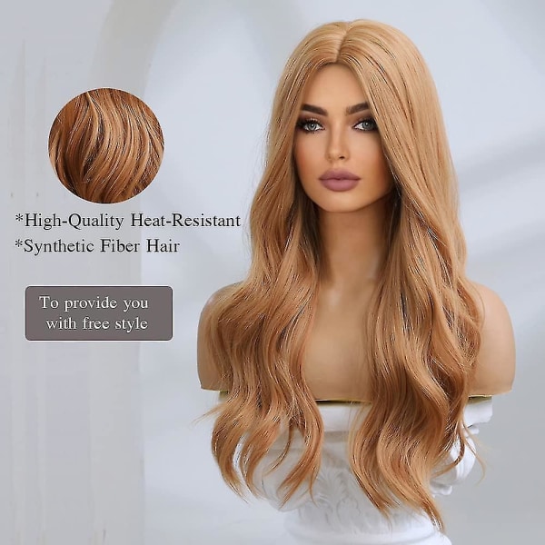 26 tum långa blonda peruker Naturligt syntetiskt hår Blond peruk