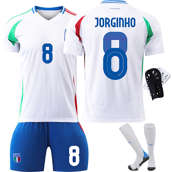 2024-2025 Italiensk fotballdrakt nr. 8 Jorginho EM-draktsett {HONGDE} Home No. 8 + socks 16 yards