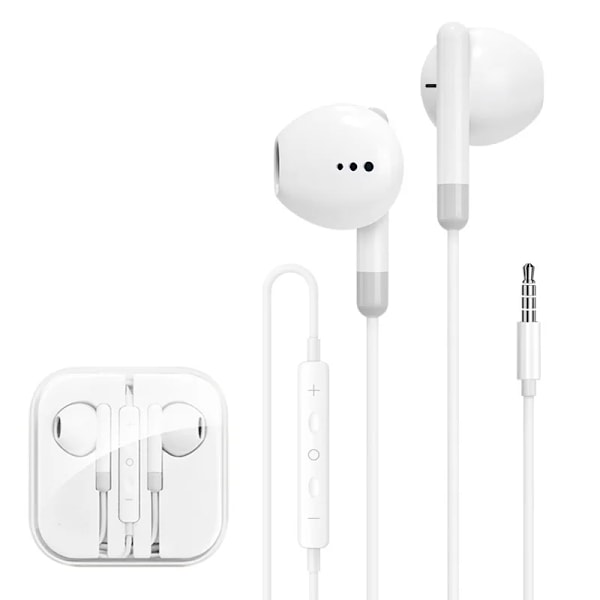 Typ C 3,5 mm Trådbunden Hörlurskabel In-Ear Brusreducerande Gaminghörlurar med Mikrofon för Apple Samsung Android Smartphones White(for iPhone) Built-in Microphone