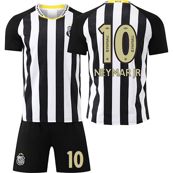 2025-2026 Santos udebanetrøje nr. 10 Neymar kortærmet fodbolduniform til børn, mænd og kvinder, dragtversion{HONGDE} No. 10 socks + protective gear XS
