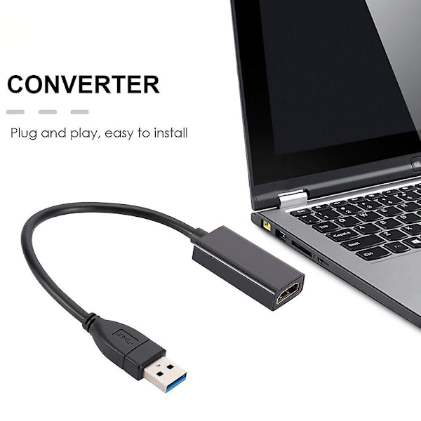 USB 3.0 till HDMI-kompatibel Adapter HD 1080P USB till HDMI-omvandlare Thunderbolt Extern Ljud-Video Adapterkabel för Laptop PC MacBook Sams[HONGDE]