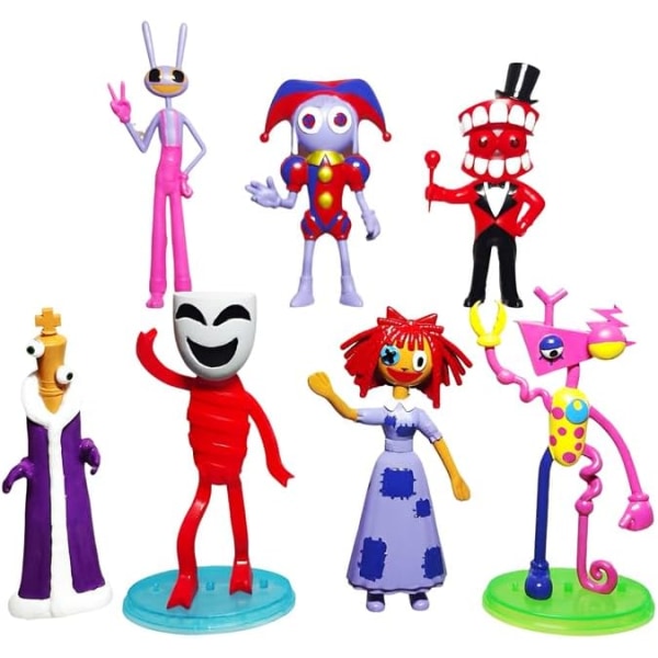 7-pakke med fantastiske digitale sirkusfigurer, digitale sirkusactionfigurer, skrekktegneseriefilmfigurer, actionfigurmodell 7pcs
