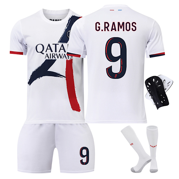 2024-2025 Paris trøje nr. 7 Mbappe nr. 19 Li Gangren nr. 10 Dembele nr. 9 Ramos børnefodbolduniformsæt{HONGDE} Size 10 socks Size L