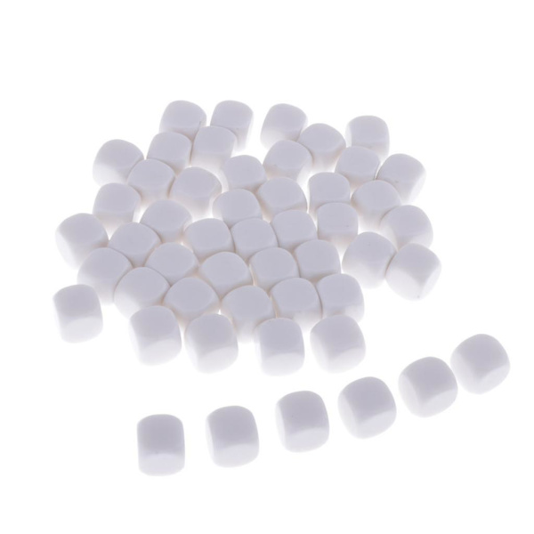 50 stk Blanke Terninger D6 Seks-Siders RPG Spill Terninger Gave 18mm