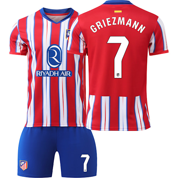 2024-2025 Atletico Madrid hjemmebane fodbolduniform nr. 7 Griezmann trøjesæt med sokker og beskyttelsesudstyr til mænd{HONGDE} NO.7  socks + protective gear #XXL