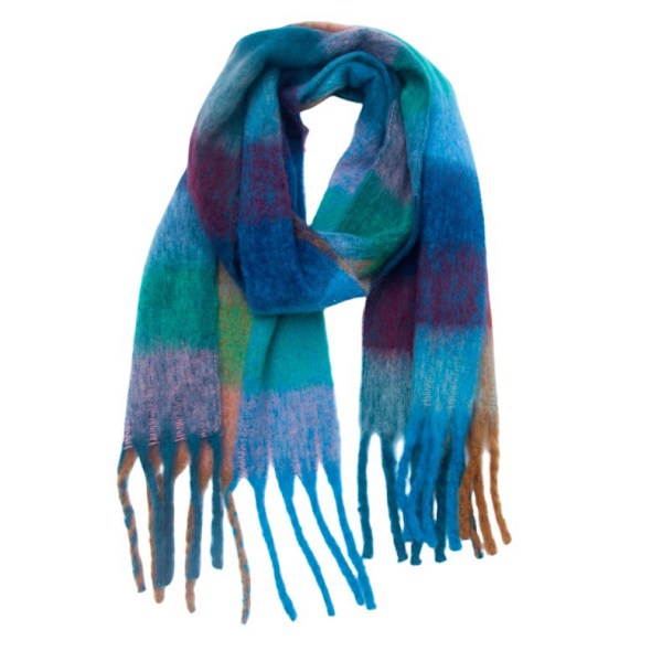 Dam Scarf Vinter Stor Färgglad Rutig Tjock Varm Wrap Scarves Casual Tassel Filt Scarf Snygg Rutig Design