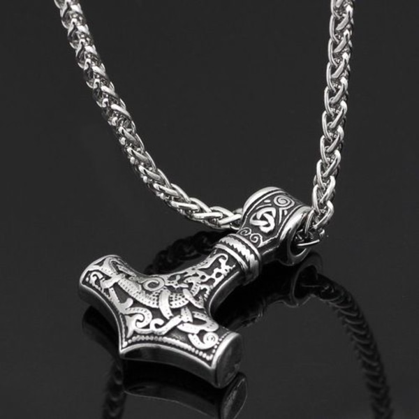 Hänge Thor's Hammer med/utan kedja Kvinnors Viking Smycken för män