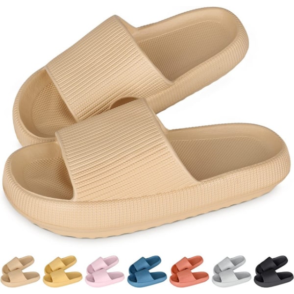 Kvinde Tykke Platform Cloud Slippers Kaki 42-43