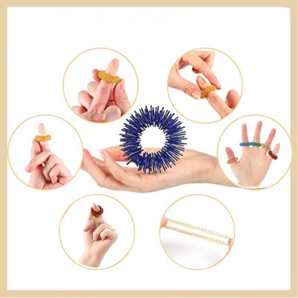 12 akupressurringar, fingermassage, sensorisk fingermassage