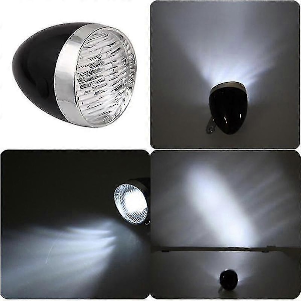 Polkupyörän lamppu retro vintage polkupyörä 3 led etuvalo {HONGDE} Black