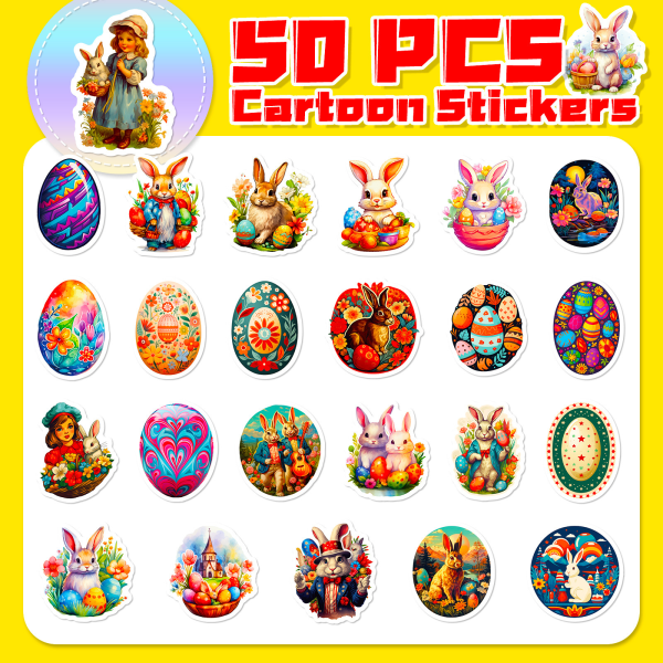 50 påske klistermærker, æg påske Doodle klistermærker