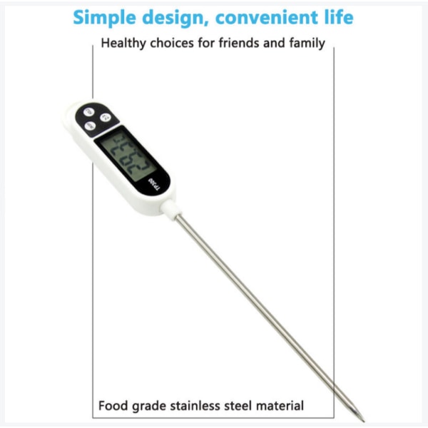 Digitalt k?kstermometer Hush?llstermometer Ugnstermometer Matlagningstermometer, l?ng sond, korrosionsskydd, °C/°F Omkopplingsbar f?r k?k, grill/grill