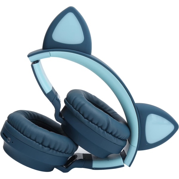 Trådløse Bluetooth5.0 Cat Ear-hodetelefoner med mikrofon blå2