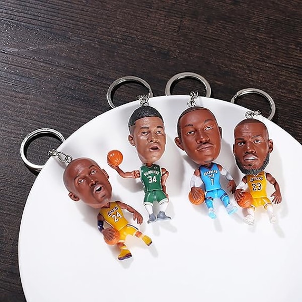 Basketball Figurine Dukke Nøglering, NBA Dukke Nøglering, Basketball Gave Dreng Nøglering, Curry