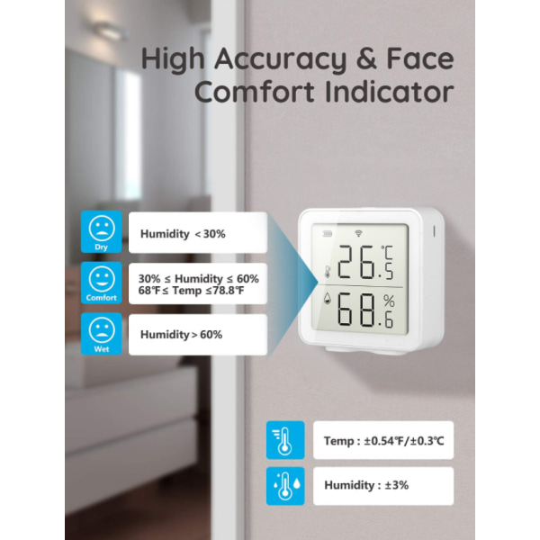 Smart WIFI temperatur- og fugtighedssensor